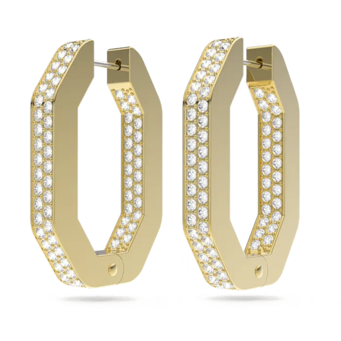 Earrings Swarovski Dextera Hoop Earrings Octagon shape Medium White Goldtone plated Swarovski Earrings Swarovski Dextera Hoop Earrings Octagon shape Medium White Goldtone plated Swarovski
