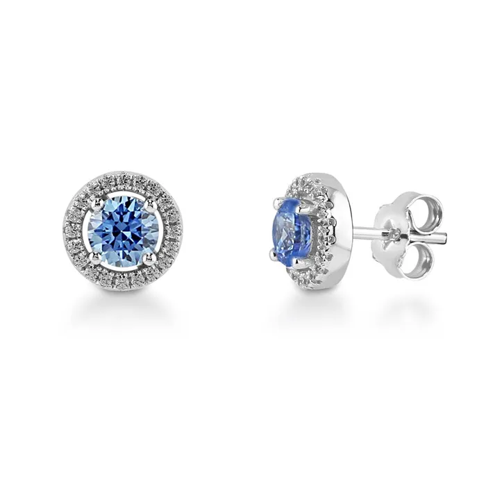 Halo CZ Stud Earrings in Sterling Silver BERRICLE Earrings