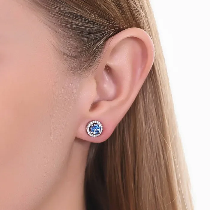 Halo CZ Stud Earrings in Sterling Silver BERRICLE Earrings