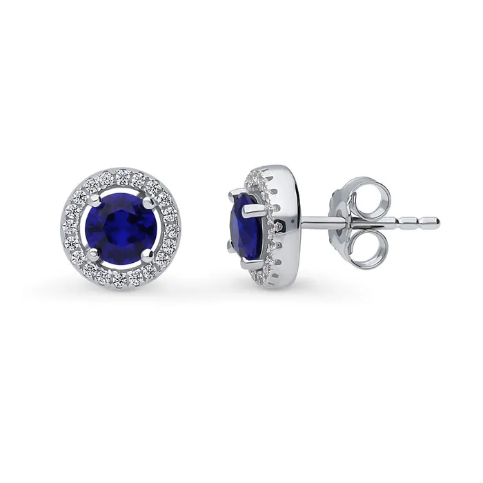 Halo CZ Stud Earrings in Sterling Silver BERRICLE Earrings