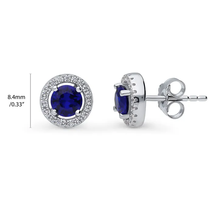 Halo CZ Stud Earrings in Sterling Silver BERRICLE Earrings