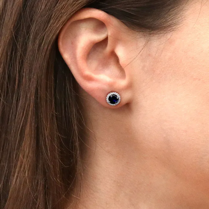 Halo CZ Stud Earrings in Sterling Silver BERRICLE Earrings