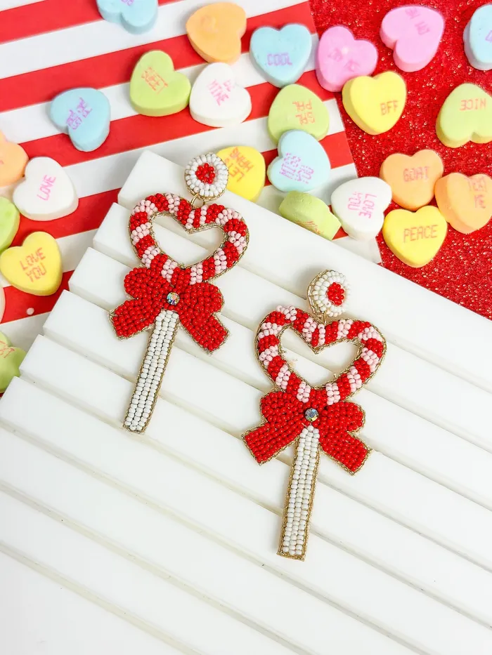 Heart Wand Beaded Dangle Earrings Prep Obsessed PR Earrings