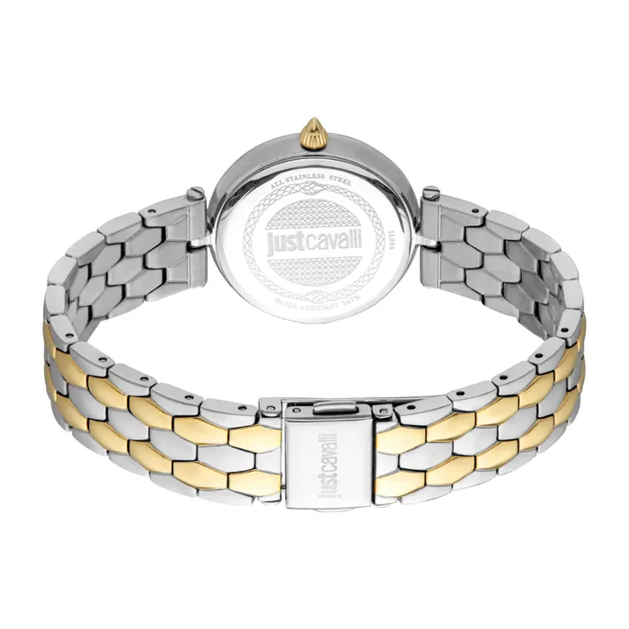 Just Cavalli Rings Just Cavalli Womens Two Tone Silver Gold Color Watch with Dark Blue Dial