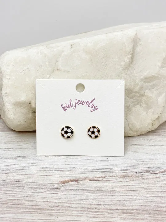 Kids Clip On Soccer Enamel Earrings Prep Obsessed SB Earrings