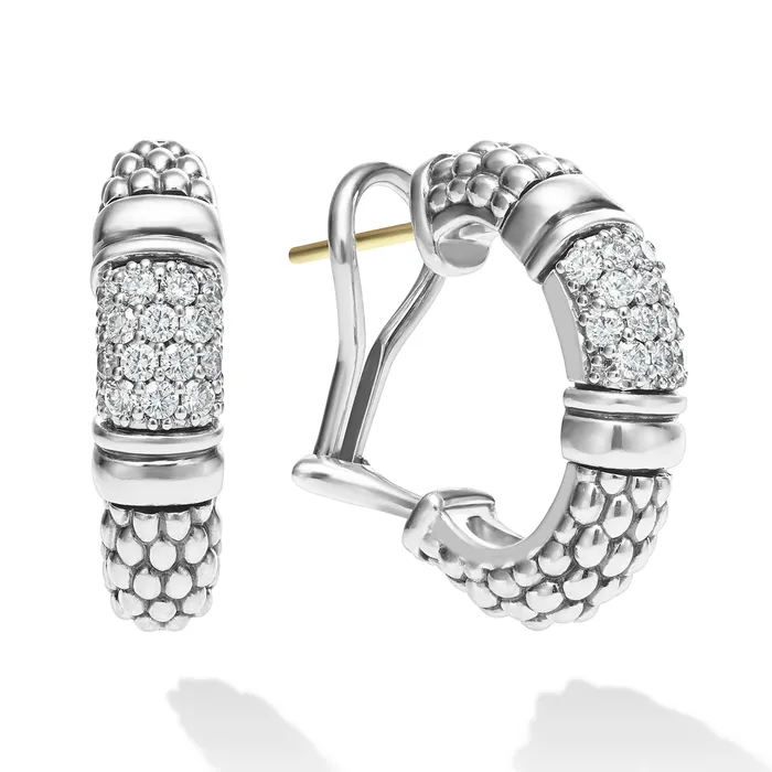LAGOS Earrings Signature Caviar Caviar Diamond Hoop Earrings