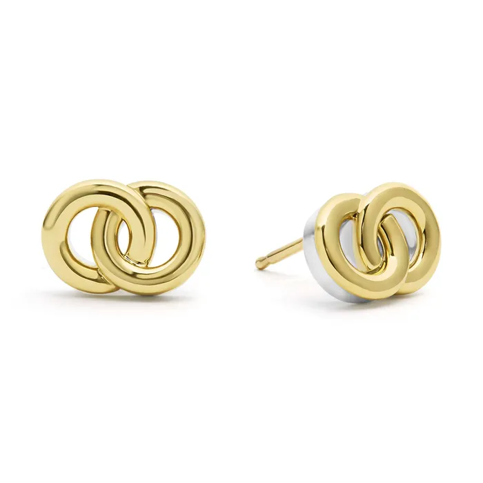 LAGOS Earrings Signature Caviar TwoTone Interlocking Stud Earrings
