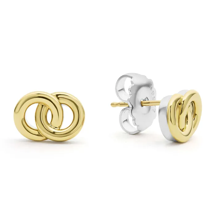 LAGOS Earrings Signature Caviar TwoTone Interlocking Stud Earrings LAGOS Earrings Signature Caviar TwoTone Interlocking Stud Earrings