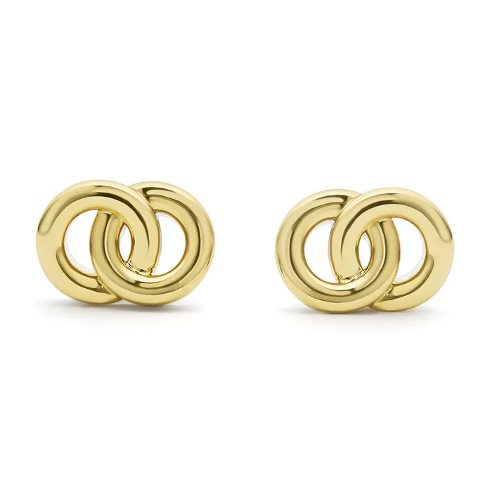 LAGOS Earrings Signature Caviar TwoTone Interlocking Stud Earrings LAGOS Earrings Signature Caviar TwoTone Interlocking Stud Earrings