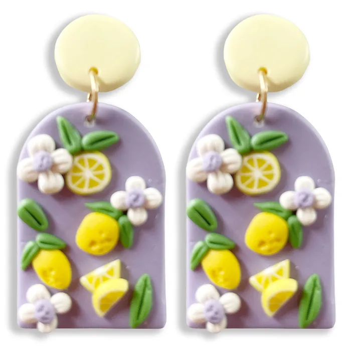 Lemon Garden Clay Dangle Earrings Prep Obsessed FP Earrings