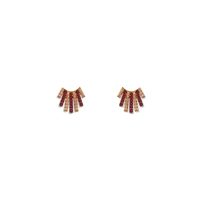 Michella Earrings Michella 18K Gold Earrings Incrusted With White Gold And Rubies Michella Earrings Michella 18K Gold Earrings Incrusted With White Gold And Rubies