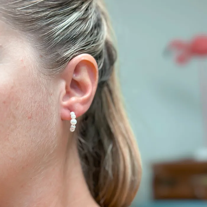 Prep Obsessed TS Earrings Classic Pearl Petite Hoop Earrings