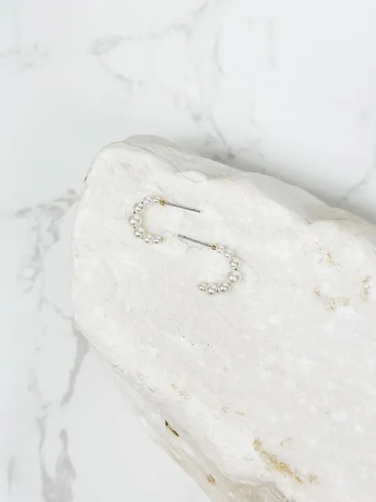 Prep Obsessed TS Earrings Classic Pearl Petite Hoop Earrings
