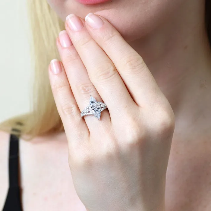 Rings BERRICLE 2Stone Art Deco CZ Ring in Sterling Silver