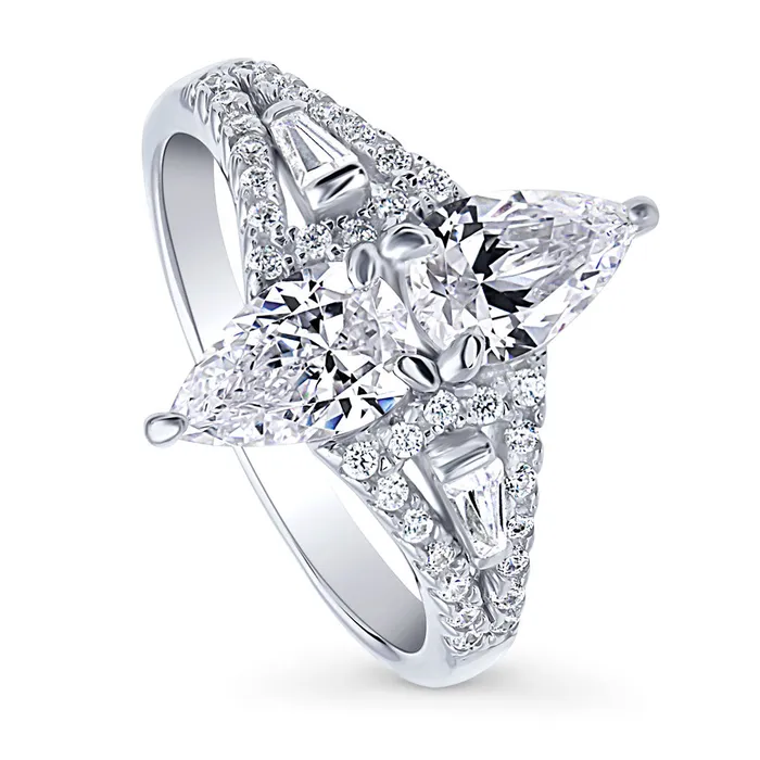 Rings BERRICLE 2Stone Art Deco CZ Ring in Sterling Silver