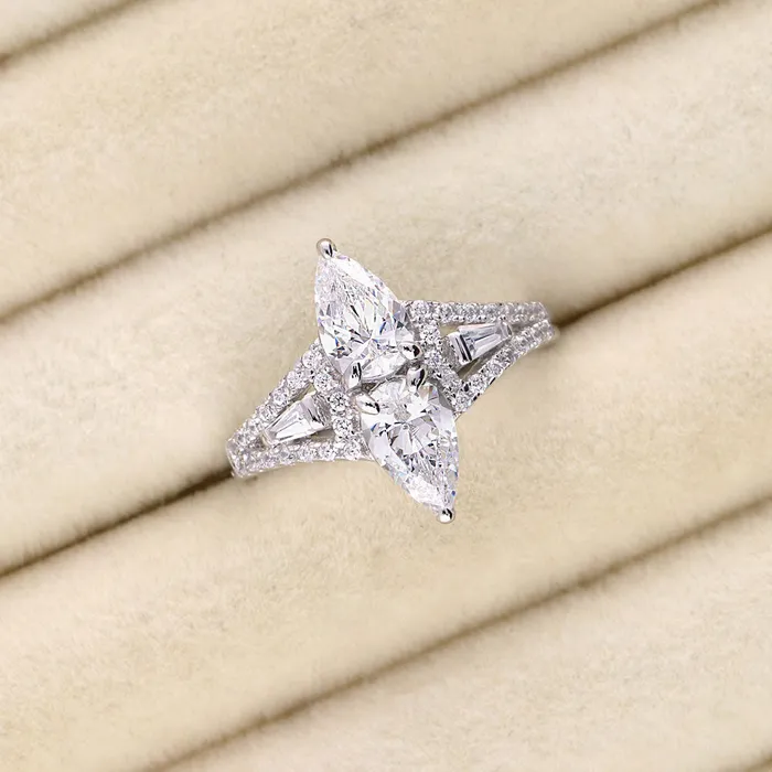 Rings BERRICLE 2Stone Art Deco CZ Ring in Sterling Silver