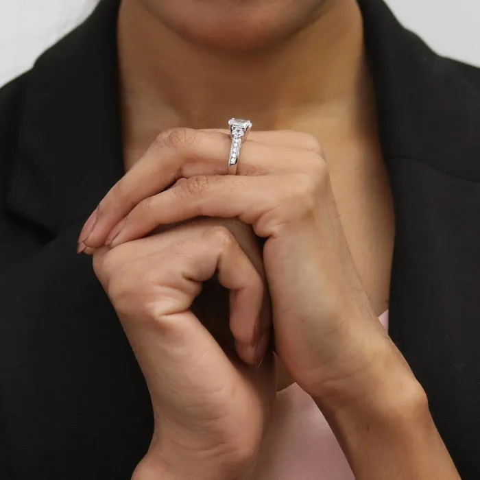 Rings BERRICLE 3Stone 12ct Oval CZ Ring Set in Sterling Silver
