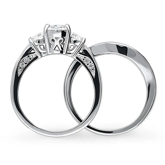 Rings BERRICLE 3Stone 12ct Oval CZ Ring Set in Sterling Silver