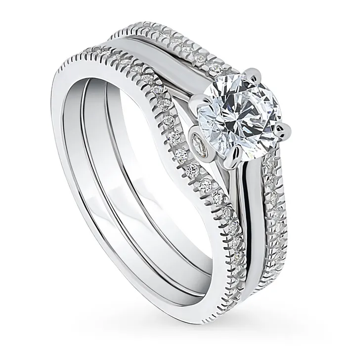 Rings BERRICLE Solitaire Wishbone 08ct CZ Ring Set in Sterling Silver