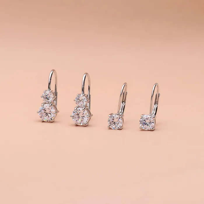 Solitaire CZ Leverback Earrings in Sterling Silver BERRICLE Earrings