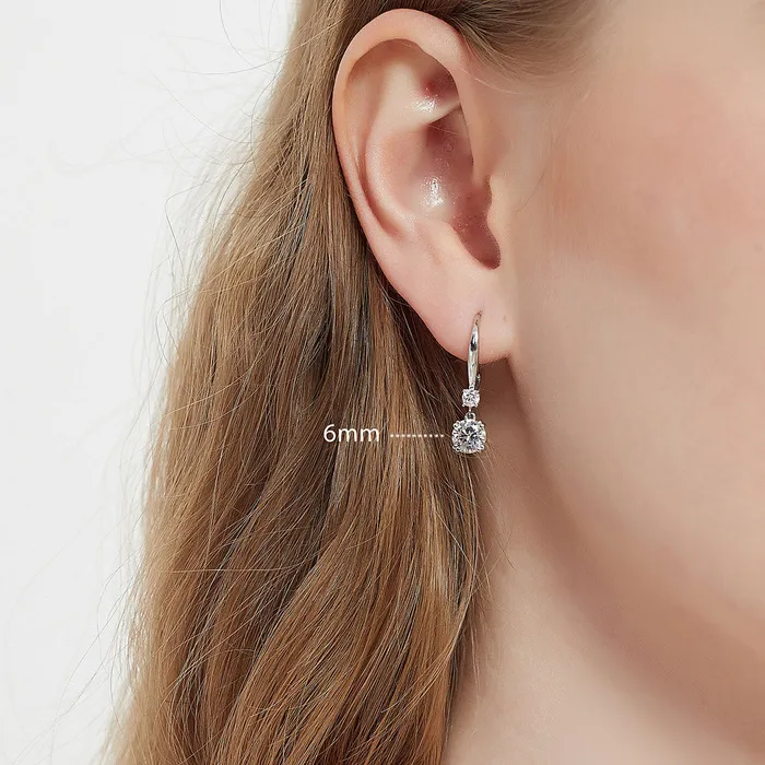 Solitaire CZ Leverback Earrings in Sterling Silver BERRICLE Earrings