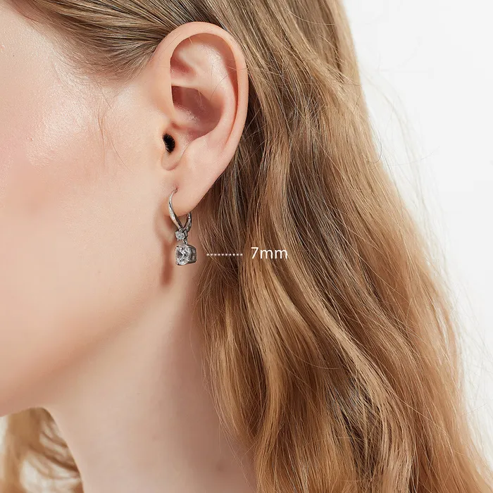 Solitaire CZ Leverback Earrings in Sterling Silver BERRICLE Earrings