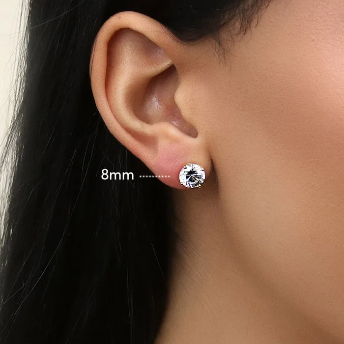 Solitaire CZ Stud Earrings in Gold Flashed Sterling Silver BERRICLE Earrings
