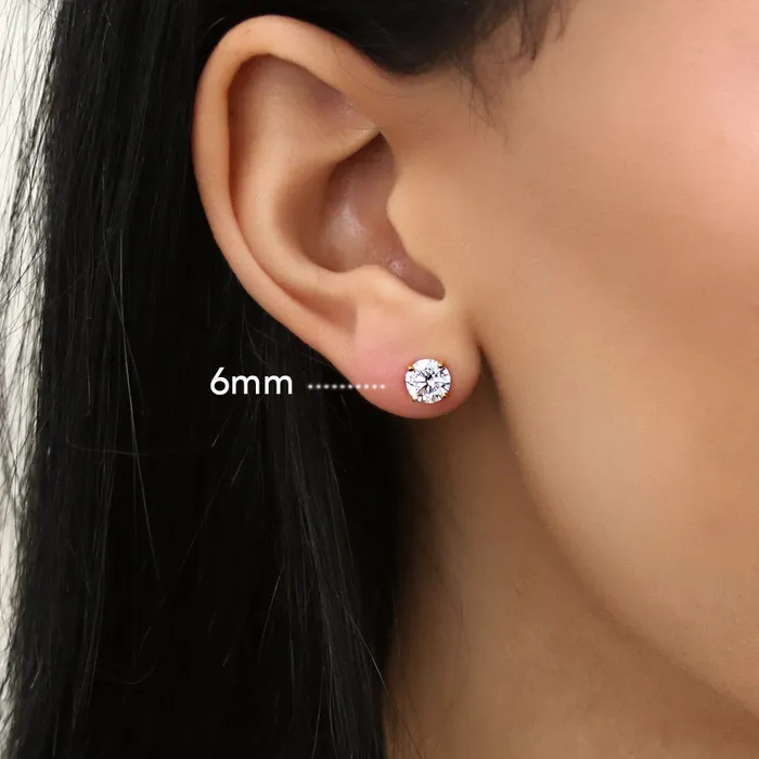Solitaire CZ Stud Earrings in Gold Flashed Sterling Silver BERRICLE Earrings