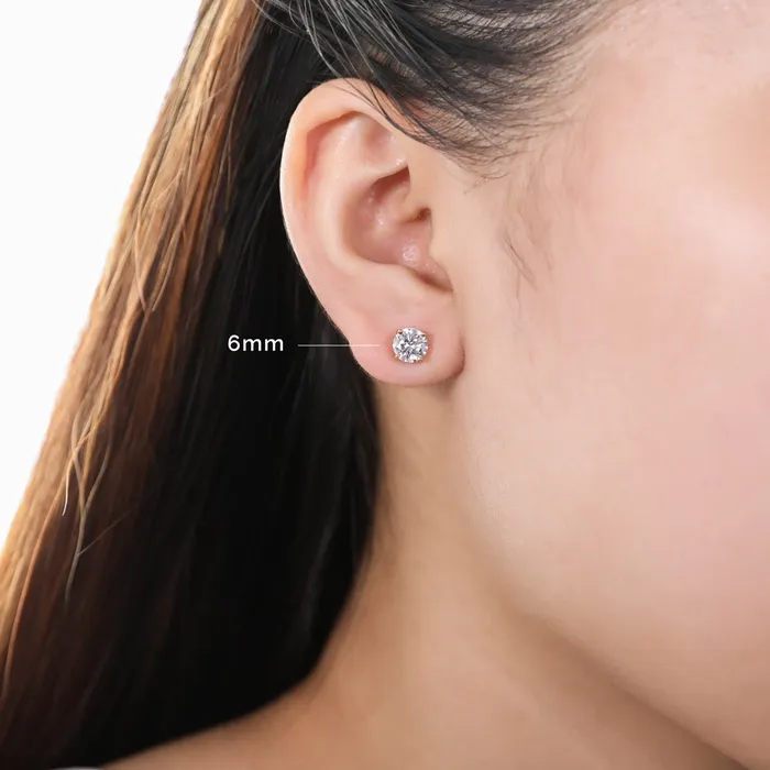 Solitaire CZ Stud Earrings in Gold Flashed Sterling Silver BERRICLE Earrings