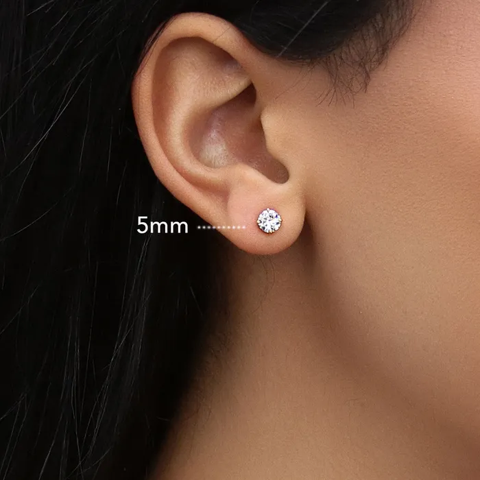 Solitaire CZ Stud Earrings in Gold Flashed Sterling Silver BERRICLE Earrings