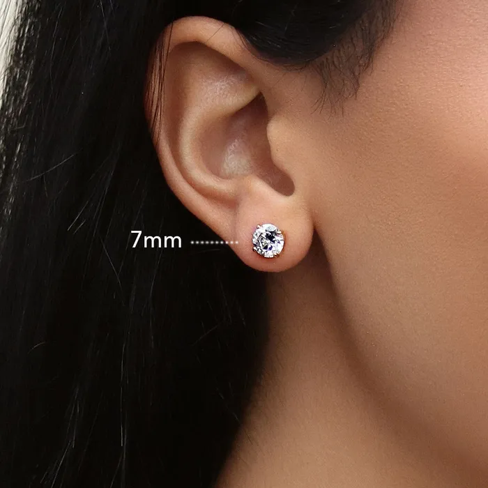 Solitaire CZ Stud Earrings in Gold Flashed Sterling Silver BERRICLE Earrings