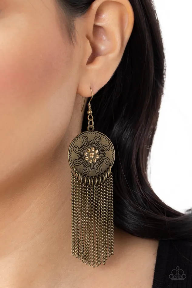 All Eyes On U Jewelry Paparazzi Accessories Earrings Fringe Control Brass Paparazzi Earrings