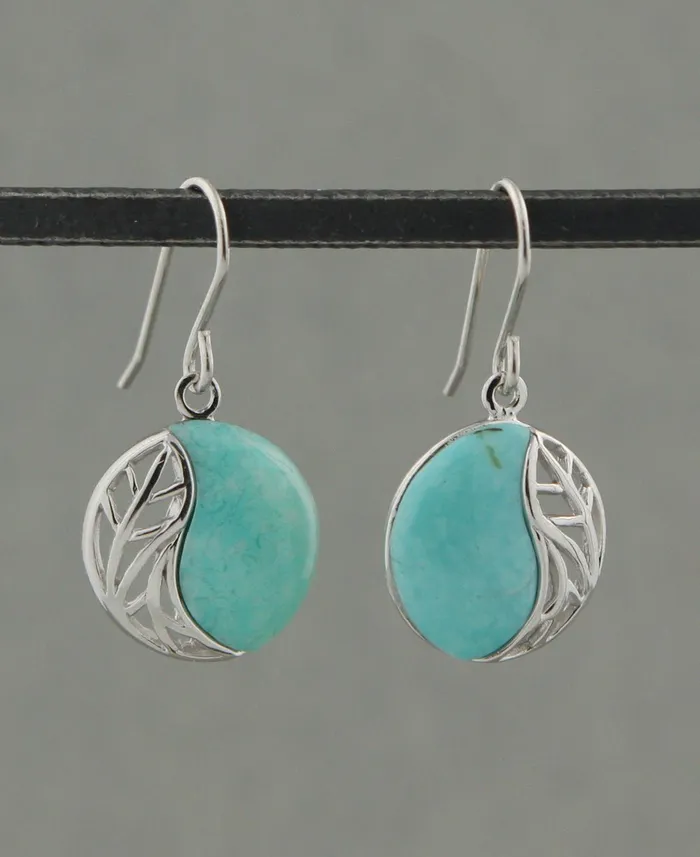 Buddha Groove Jewelry Earrings Feather and Turquoise Yin Yang Earrings Sterling Silver Buddha Groove Jewelry Earrings Feather and Turquoise Yin Yang Earrings Sterling Silver
