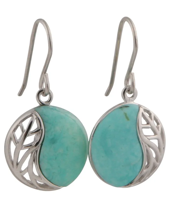 Buddha Groove Jewelry Earrings Feather and Turquoise Yin Yang Earrings Sterling Silver