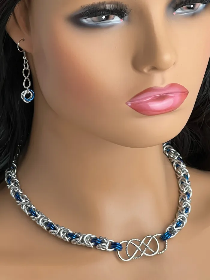 Captive Collars 17 19 Chainmaille Double Rope Infinity Day Collar and Earrings 247 Wear Earrings