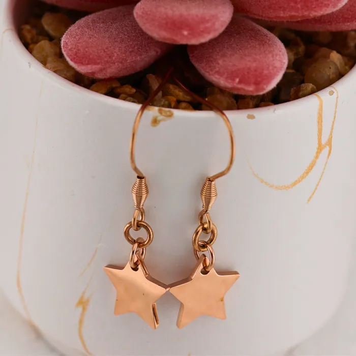 Captive Collars Earrings Rose Gold Star Drop Earrings