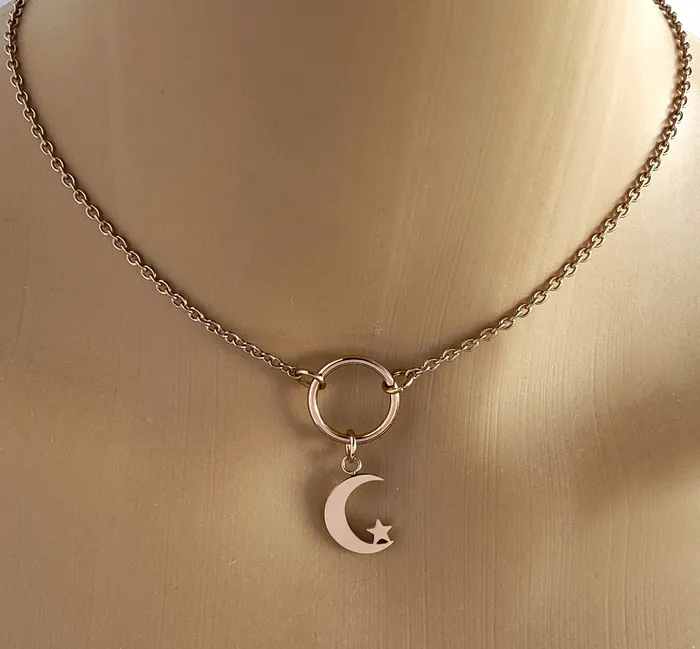 Captive Collars Rose Gold Moon Star O Earrings