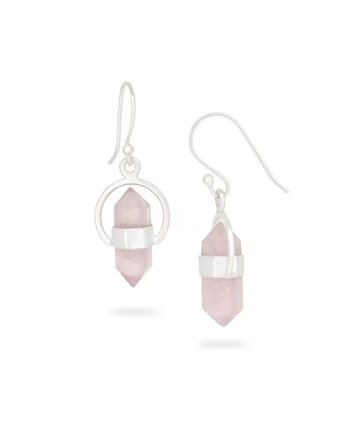 Earrings Buddha Groove Sterling Silver Rose Quartz Point Earrings