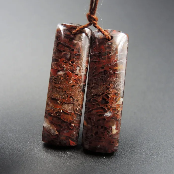 Earrings Genuine Utah Dinosaur Bone Fossil Drilled Earring Pair Cabochon Cab Pair Drilled Matched Earrings Bead Pair E1508 Intrinsic Trading