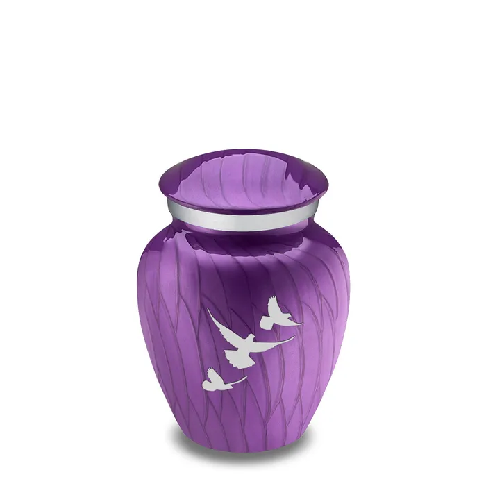 Earrings GetUrns Keepsake Embrace Pearl Purple Doves Cremation Urn
