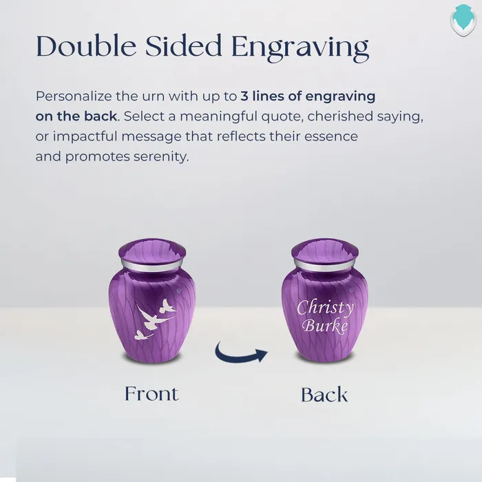 Earrings GetUrns Keepsake Embrace Pearl Purple Doves Cremation Urn