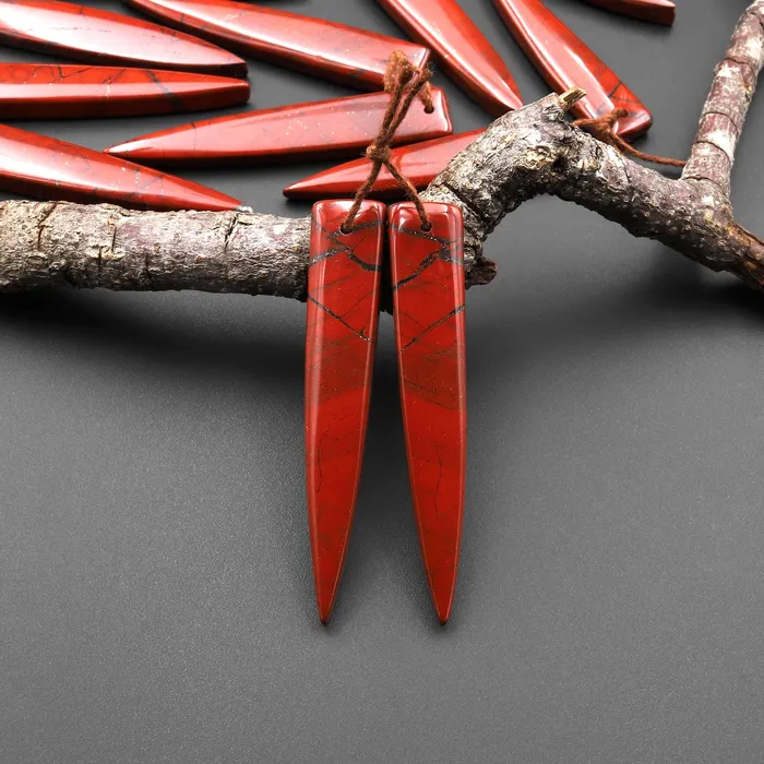 Earrings Intrinsic Trading Natural African Bloodstone Matched Dagger Triangle Spike Earring Beads Drilled Gemstone Pair Earrings Intrinsic Trading Natural African Bloodstone Matched Dagger Triangle Spike Earring Beads Drilled Gemstone Pair