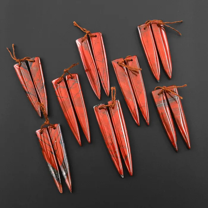 Earrings Intrinsic Trading Natural African Bloodstone Matched Dagger Triangle Spike Earring Beads Drilled Gemstone Pair