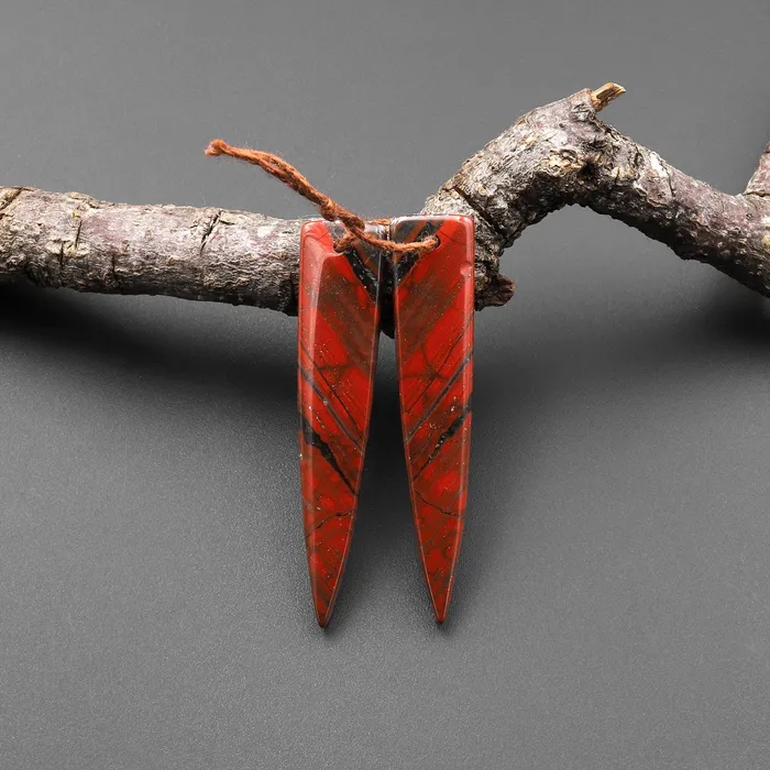 Earrings Intrinsic Trading Natural African Bloodstone Matched Dagger Triangle Spike Earring Beads Drilled Gemstone Pair