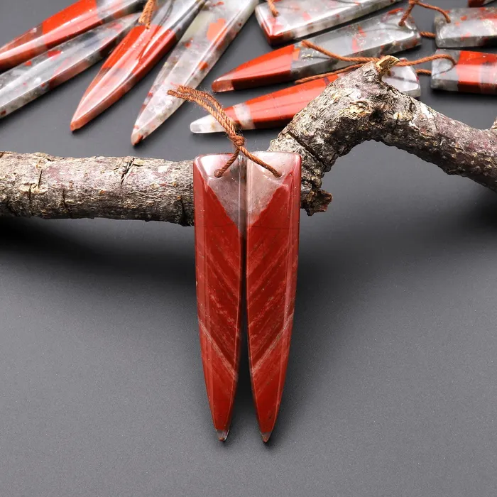 Earrings Intrinsic Trading Natural African Bloodstone Matched Long Dagger Triangle Spike Earring Beads Drilled Gemstone Pair A88 Earrings Intrinsic Trading Natural African Bloodstone Matched Long Dagger Triangle Spike Earring Beads Drilled Gemstone Pair A88