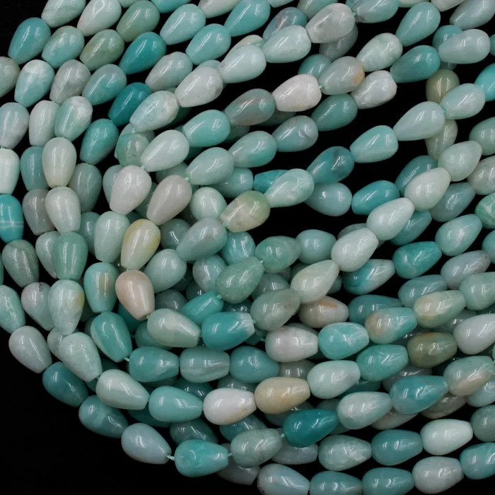 Earrings Intrinsic Trading Natural Blue Amazonite Teardrop Beads Vertically Drilled Stunning Soft Sea Blue Green Stone High Quality Good For Earrings 16 Strand