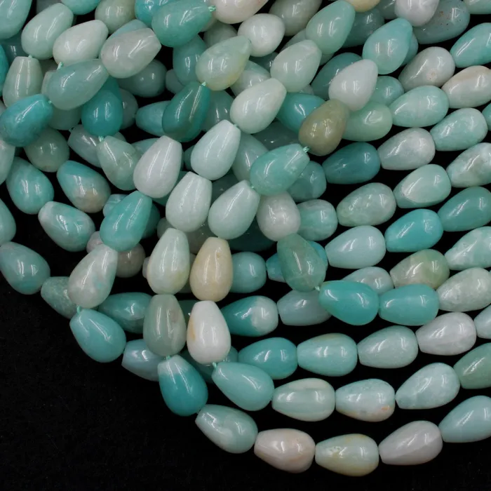 Earrings Intrinsic Trading Natural Blue Amazonite Teardrop Beads Vertically Drilled Stunning Soft Sea Blue Green Stone High Quality Good For Earrings 16 Strand