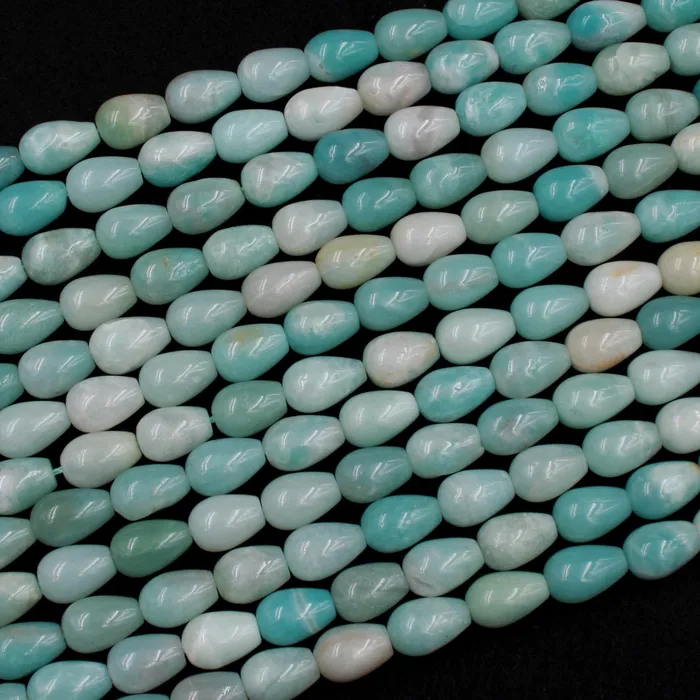 Earrings Intrinsic Trading Natural Blue Amazonite Teardrop Beads Vertically Drilled Stunning Soft Sea Blue Green Stone High Quality Good For Earrings 16 Strand