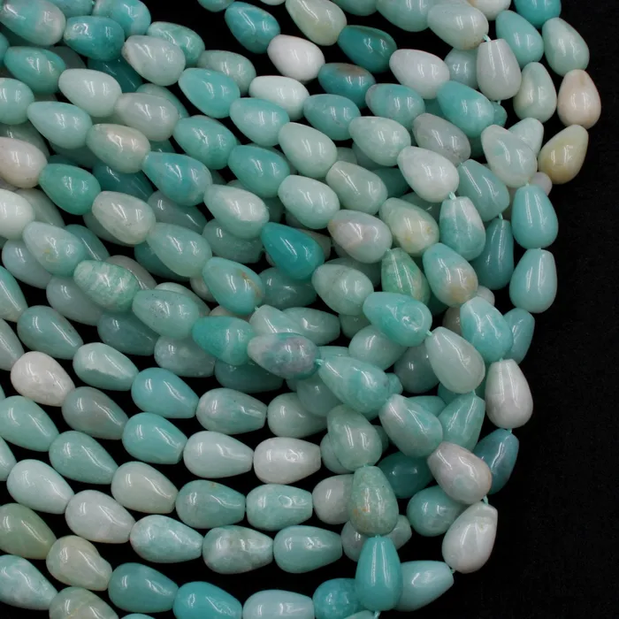 Earrings Intrinsic Trading Natural Blue Amazonite Teardrop Beads Vertically Drilled Stunning Soft Sea Blue Green Stone High Quality Good For Earrings 16 Strand