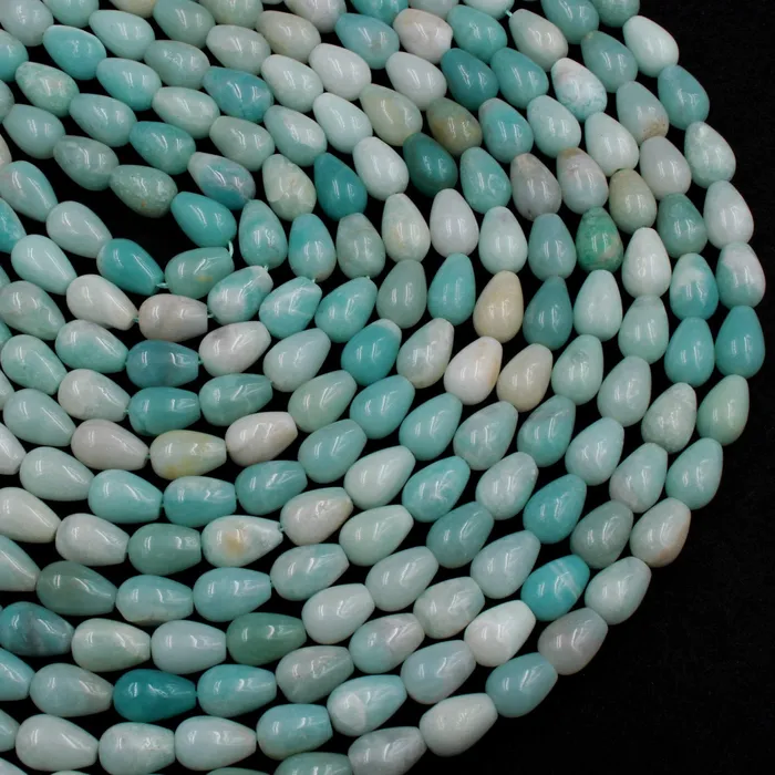 Earrings Intrinsic Trading Natural Blue Amazonite Teardrop Beads Vertically Drilled Stunning Soft Sea Blue Green Stone High Quality Good For Earrings 16 Strand